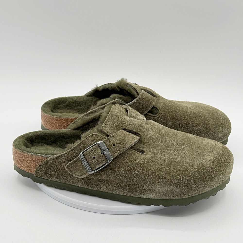 Birkenstock Boston VL Shearling Clog Narrow Size 38 / US 7 Womens Thyme Green